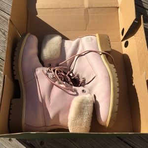 Pale Pink Timberland Nubuck Boots